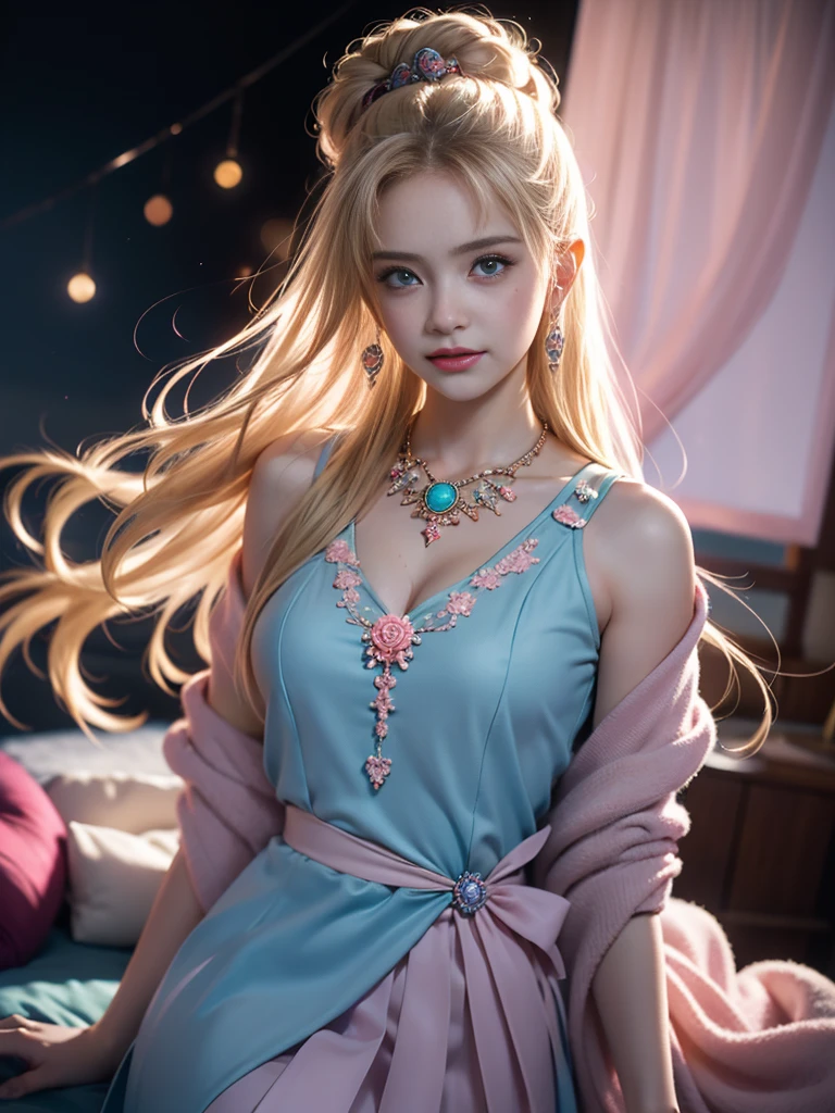 tmasterpiece,Highest image quality,super detailing,Best quality ,Extremely Delicately Beautiful, Very meticulous,Best quality, offcial art, extremely detaild的 CG unified 8k wallpapers, Ana de Armas portrait photo, blond hair blue eyes,Radiant skin and radiant eyes:1.1), pretty skin, lamplight, (Detailed lighting:1.2), (Beautiful and detailed light:1.3), Nice business suit, deep understanding, The beautiful, iintricate, digitial painting, smooth private parts, Focus sharp, The end of the world, Epic reality, (HighDynamicRange:1.4), captivating curves,(pastel colour:1.4), Bigchest,apocalyptic, giving up, com cores neutras, natta, Screen space refraction, (Complicated details, ultra - detailed:1.3), Dream Catcher Necklace,art stations, Cinema lenses, vignet, the complex background, buliding,Enchanted smile,detailed back ground,Dream catcher earrings in various colors,white colors,in pink,purpleish color,red colour,blue colors,orange colors,green color,cyan colors,),