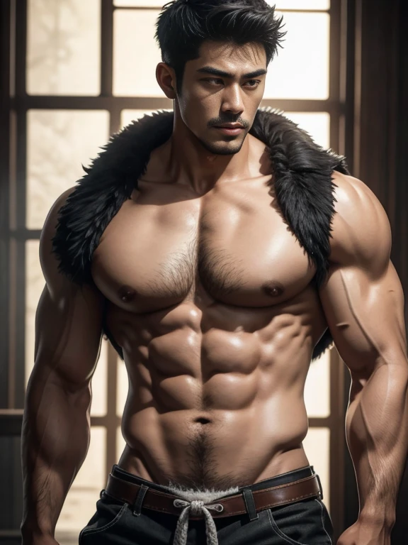 Asian male celebrity，Physical Education Student，年轻，cool guy，chest muscle，sharp look，very cool expression，The posture  very sexy。Short hair details，Shaved on both sides！Close-up photo of face！ID photo！ID photo！Do not reveal any of the following！ctextured skin,!Close to real skin!,(High detail 8K)！[Des!suntanned skin, [ Short hair details, Shaved on both sides, silvery white ]!! ultra - detailed, Best quality,  ,Jigachade  muscular, Super buff and cool, aged 40, hairy, a screenshot by Adam Dario Keel,  photographrealistic, 's, and the face, artem, Bigchest, Bare-chested, Fluffy, Muscle tissue, attractive male, hairy and,Tanaka Ryu HD, fukaya yuichiro, Yoshifumi Ujima, akikazu mizuno, style of kentaro miura, Shen Hangga, shin-hanga, yoshida , Tanaka Ryu HD,, fukaya yuichiro, Yoshifumi Ujima, akikazu mizuno, style of kentaro miura, Shen Hangga, shin-hanga, yoshida, Hideo Minaba, Chad handsome charming male，side ，Inspired by the realistic photos of Ludovit Fula, ，Pose in front of them,  Attractive muscular man, six-pack, , sexy muscular body, Strong masculine characteristics,Tony Leung,   masculine pose, David Gandhi, 35yo, male model, Zhu Yilong, attractive male，Best quality at best, A high resolution, closeup portrait, malefocus, solofocus, of a man, 35yo, The erection、Ai Jia、 's, bodyhair, Grow a beard, Lose weight and maintain a healthy, fluffy beard, model poses, Surprising composition, Front view, HighDynamicRange, sexuell，Alpha male！,Short hair details, Shaved on both sides, Grow a beard, spark of light, Sexy big bulge！the detail， 8K post-production， Strong masculine characteristics, Muscular man pictures, ８ｋ high detal,电影灯光,ctextured skin,!high high quality！Best quality at best, A high resolution, tmasterpiece,