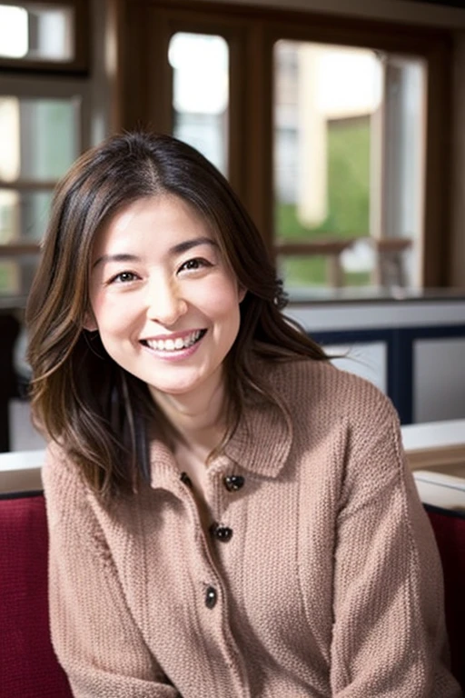A Japanese Lady age 40s realisitic a smile