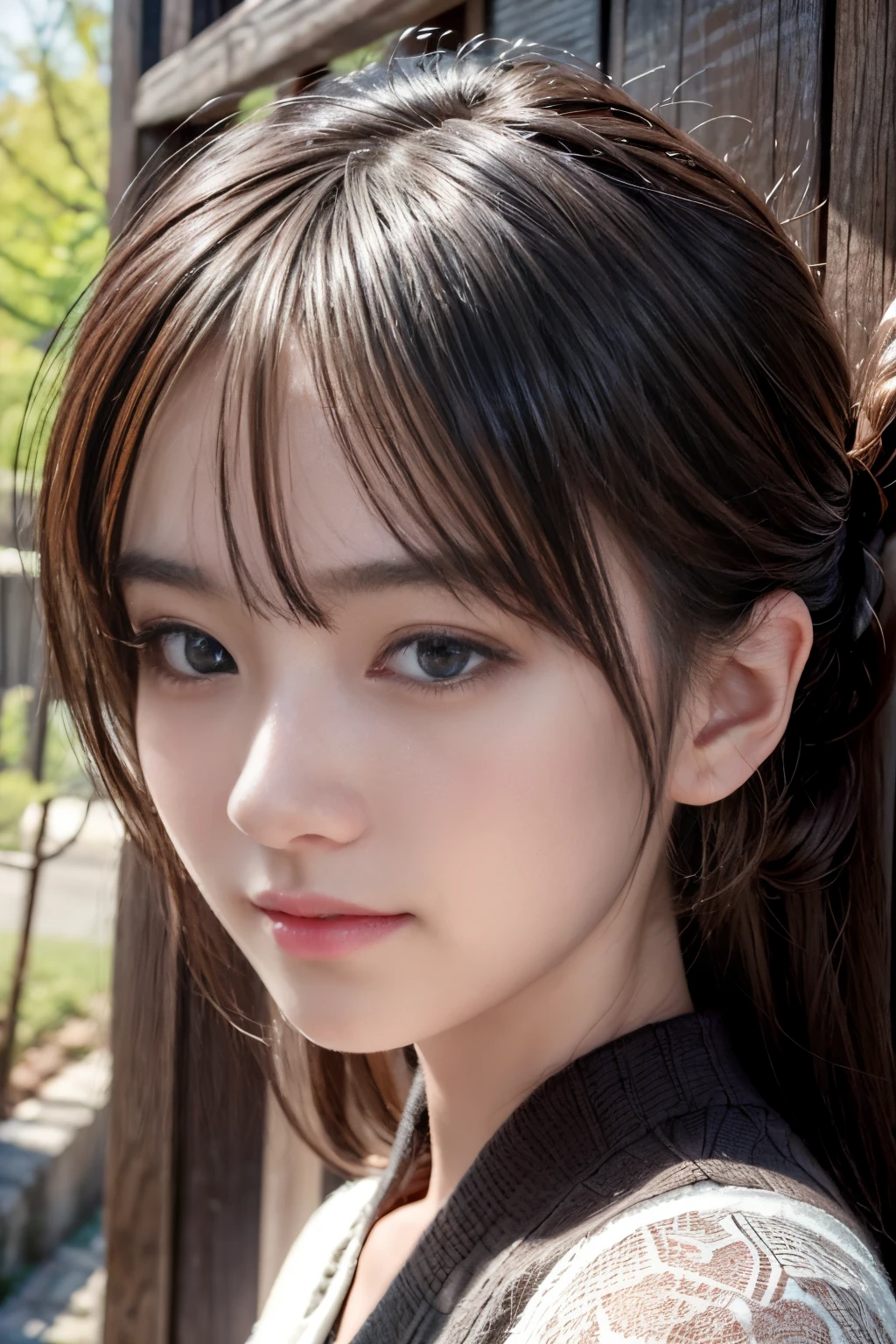 (A hyper-realistic) , (photographrealistic:1.4),(Increase the resolution), (8K), (ighly detailed), (Beautiful and detailed eye quality), (ultra-detailliert), (​masterpiece), (wall-), (详细的脸), 独奏,1 rapariga, perfect beautiful japanese woman:1.4、age19、looking at the viewers, delicate detail, A detailed face, murky, deep-shadows, A smile,