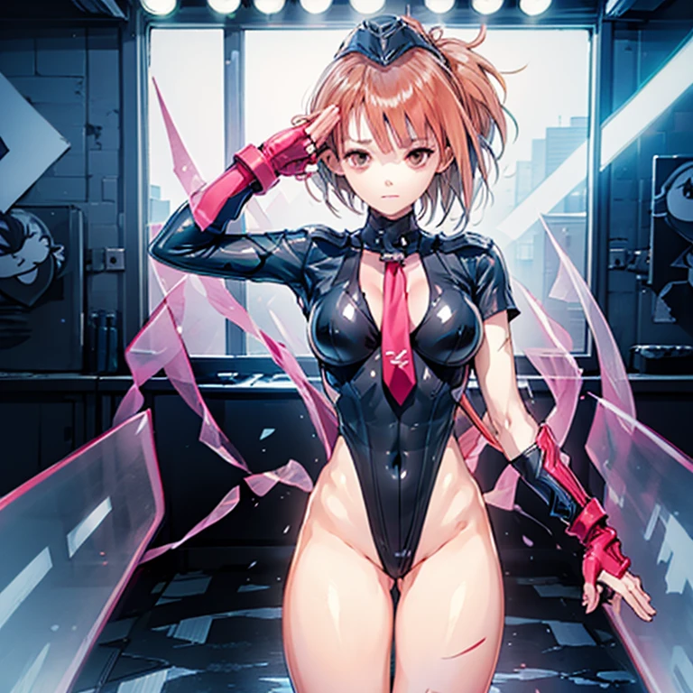 Masterpiece, Best Quality, Highly detailed, illustration, absurdres, street fighter, doll suit, shadaloo doll, agent aika, girls, multiple girls, expressionless, nazi saluting, military, military saluting, salute, blank eyes, looking at viewer, red gloves, emotionless, black latex, corrution, mind control, female combatant, full body, hypnotized, unhappy trance, full body suit, leotard, perfect female body, extremely glossy latex, Delmo Uniform, belt, hypnosis, hypnoLora, empty eyes, Mind control device, thigh high, kneeling, poses, submissive_pose, visor, masturbation, standing, standing at attention, Slave, collar, gang bang, haigure, slave oufit, full tight leg, black delmo uniform, Slingshot Swimsuit, black Slingshot Swimsuit, Hinako Shirai, Blue Reflection, orange hair, short hair, red eyes, Heterochromia, wing