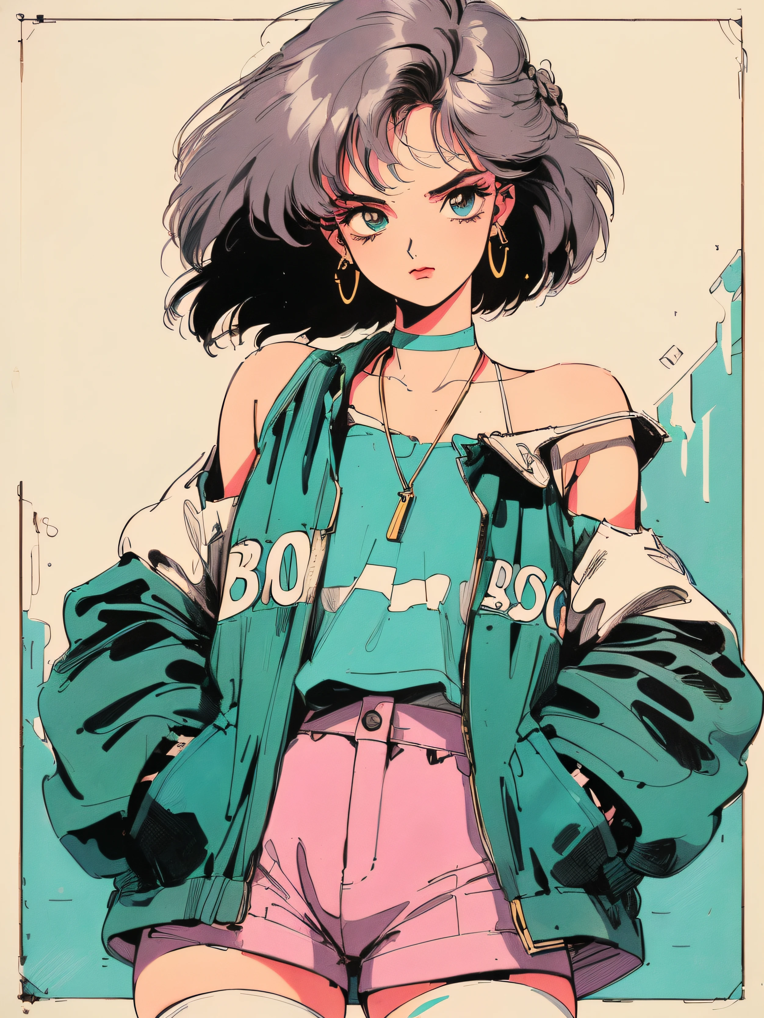 ((((90's anime style,1990s style,Anime of the 1970s，with folk portrait style，retro style poster,Chicano-inspired retro fashion，renaissance,  retro style inspiration retro, stone visual aesthetic style, hand painted details, Fresh and clean appearance，))))(masutepiece:1.2, Best Quality,of the highest quality,epic quality,nffsw), (intricate detailes),((tilt of the head,Hands in pockets,)) 1lady, Solo,Minimal makeup, Natural materials,Innocent, Face Traverse,((Rich background,))  ((Cliff wall ruins,))brass hair,{Short hair|bold side lock|hair is clearly visible|Natural curves|Ahoge|shining hair clip|braid ponytail},Clair, fringe, Franja na dough,credibly_unreasonable student,pleatedskirt, (((saggy breast madhura, Detailed face, ((Ultra-detailed,  lovely)), (Geometric:1.2),)),  ((off shoulders,frilld,sleeves past wrists,hotpants，White stockings,))Ray tracing,Divine Illumination,godrays)),((extremely_Detailed_Eyes_And_Face)),(Beautiful and aesthetic: 1.2),Brilliant,Unbelievably ridiculous quality,)),((extremely_Detailed_Eyes_And_Face)),(Beautiful and aesthetic: 1.2),Brilliant，Ultra-precise depiction, Ultra-detailed depiction,Bokeh (85MM SHOT)，(((Delicate fingers and hands:0.55))::0.85))),(Detailed fingers),