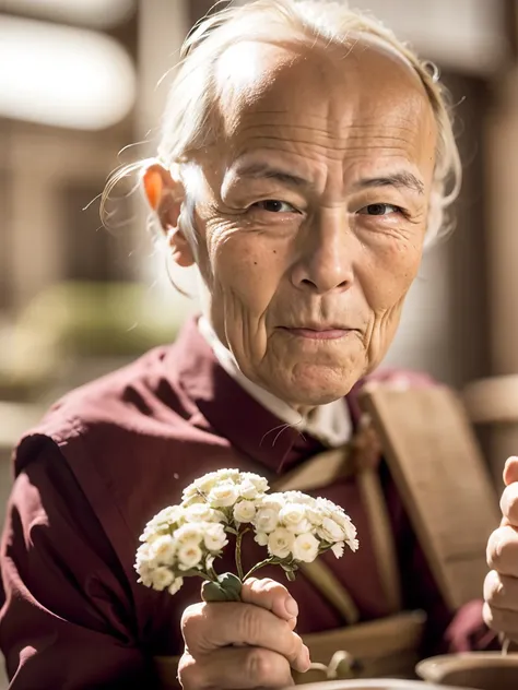 portrait of an old chinese man，sweet-smelling,age wrinkles，documentary photography， press photos， pulitzer prize winner，yang08k，...