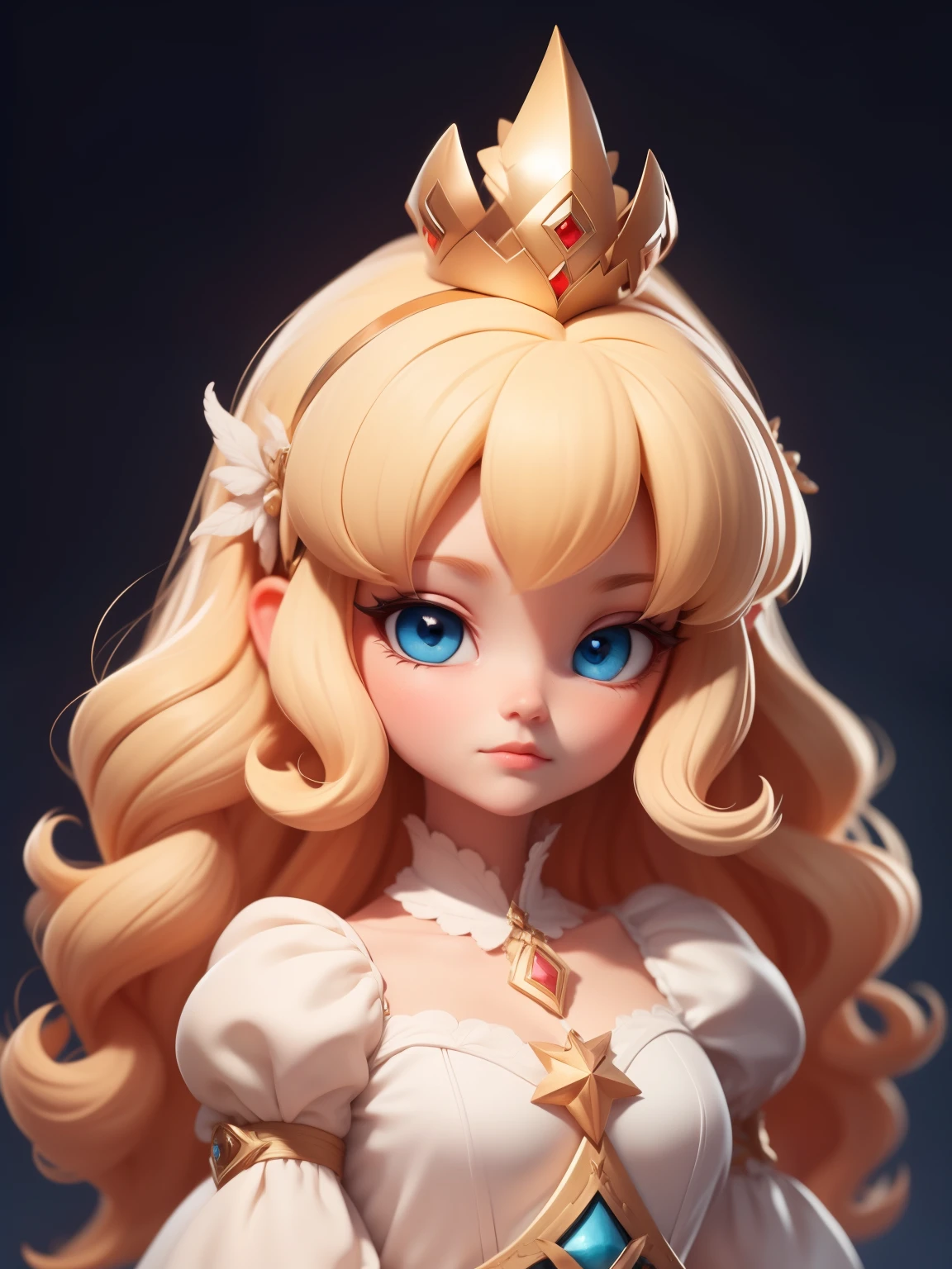 (Best quality,4K,8K,A high resolution,tmasterpiece:1.2),blond hair blue eyes,The eyes are bright,White princess dress,puff sleeves,The stands up