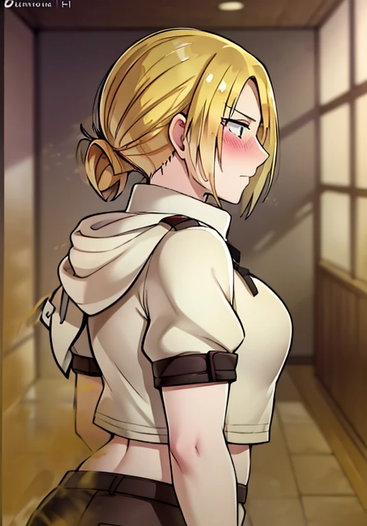 ((annie leonhart)),((velocity)),Attacked by farts, (((Women stand)),velocity,((dorm room)),((One Woman)),((fart while stand),her butt facing screen,((blushing)),(​masterpiece:1.2、top-quality)、(the Extremely Detailed CG Unity 8K Wallpapers、ultra-detailliert、Best Shadows)、(细致背景)、(The best lighting、extremely delicate and beautiful)、depth of fields、1girl in、独奏 ,Women wear  scout outfit,Ephemeral,,(blonde),(scout regiment outfit)),((((Girl  embarassed when she smells the bad smell of farts)))),outfit like a scout regiment,((((profile facing diagonally)))),((i&#39;I closed my mouth with hand feel embarassed...)),((massive fart)),((fart text))