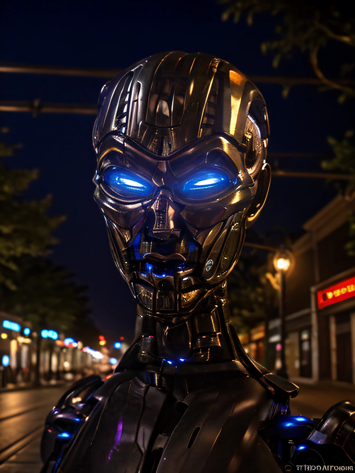 realistic, TX in a street, night time, clear lighting, (TX Endoskeleton:1.1), detailed TX endoskeleton, ultrarealistic TXendo, (deep focus), (sharp details), (very high quality), (ultra HD), (8K:1.0)