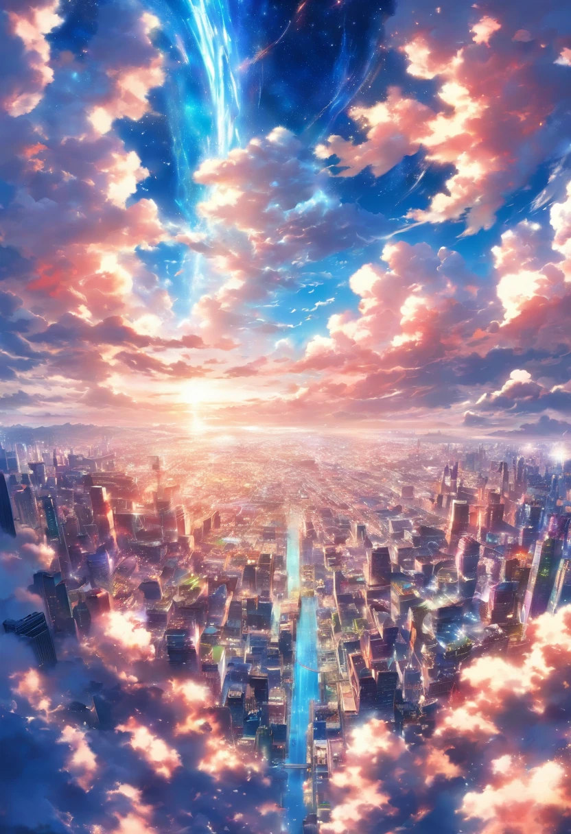 view from space, Estilo anime, Um planeta azul gigante, com 3 luas