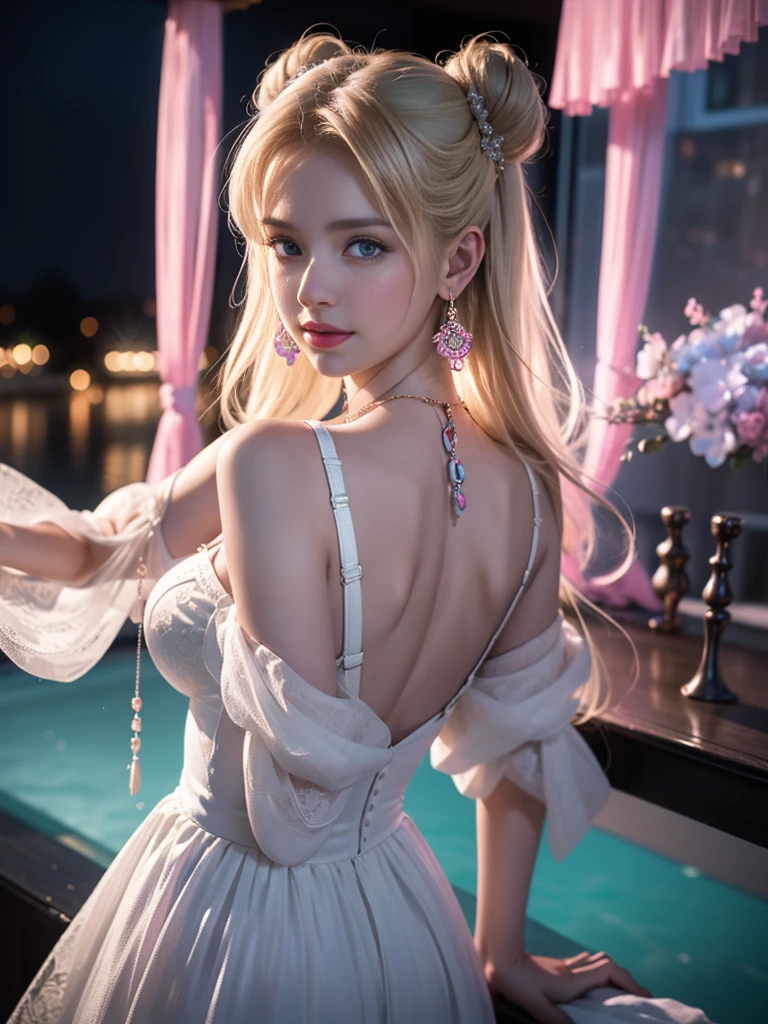 tmasterpiece,Highest image quality,super detailing,Best quality at best ,Extremely Delicately Beautiful, Very meticulous,Best quality at best, offcial art, extremely detaild的 CG unified 8k wallpapers, Ana de Armas portrait photo, blond hair blue eyes,Radiant skin and radiant eyes:1.1), pretty skin, lamplight, (Detailed lighting:1.2), (Beautiful and detailed light:1.3), Nice business suit, deep understanding, The beautiful, iintricate, digitial painting, smooth private parts, Focus sharp, The end of the world, Epic reality, (HighDynamicRange:1.4), captivating curves,(pastel colour:1.4), Bigchest,apocalyptic, giving up, com cores neutras, natta, Screen space refraction, set,(Complicated details, ultra - detailed:1.3), Dream Catcher Necklace,art stations, Cinema lenses, vignet, the complex background, buliding,Enchanted smile,detailed back ground,Dream catcher earrings in various colors,white colors,in pink,purpleish color,red colour,blue colors,orange colors,green color,cyan colors,),