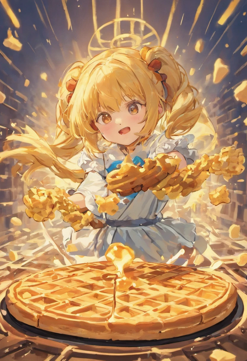 waffle form a creative stage,clean white background,best qualtiy,3D modeling rendering,C4D style,wide wide shot,8K,