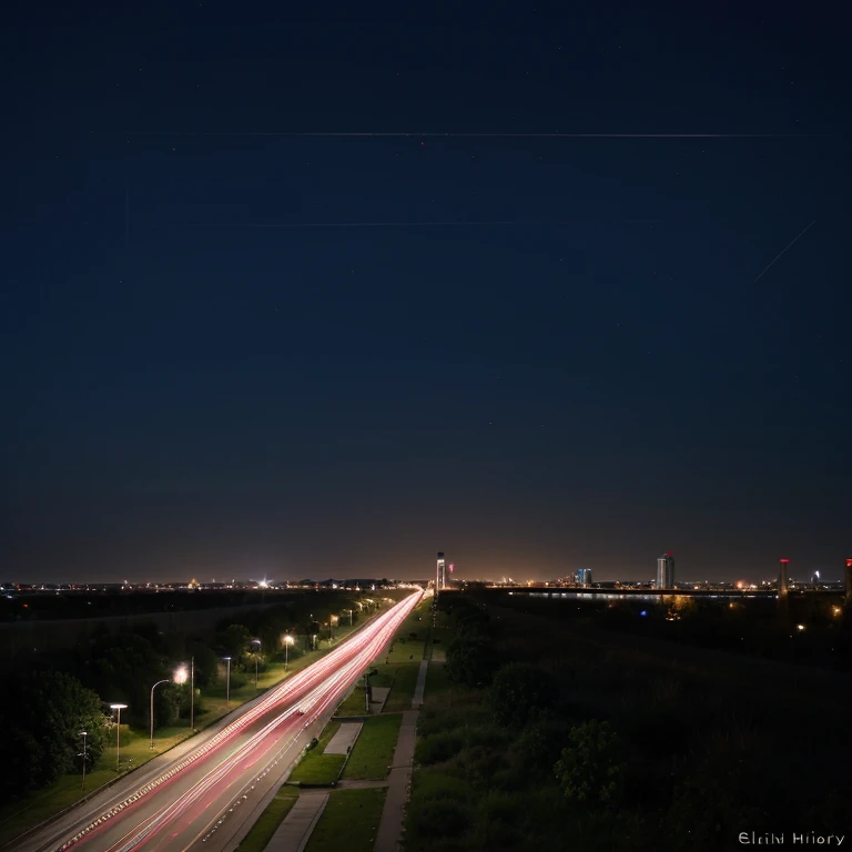 Louts Elise highway city lights in background side view 2007 empty trees side