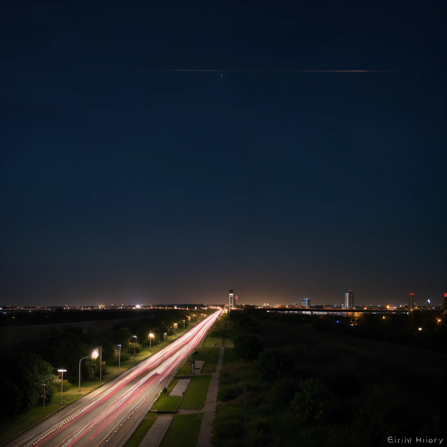 Louts Elise highway city lights in background side view 2007 empty trees side