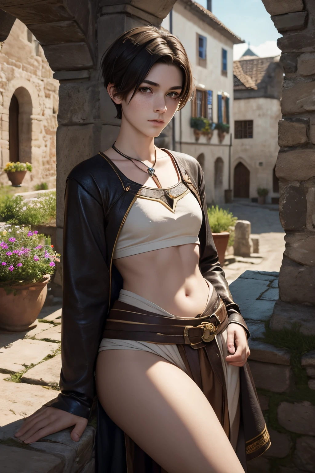 A beautiful female rogue, short black hair, D&D aesthetic, naked, cloak, high detail face, high detail skin, 8, HDR, high resolution, photo-realistic, cinematic lighting, depth of field, bokeh, rim lighting, backlit, cool colours, night