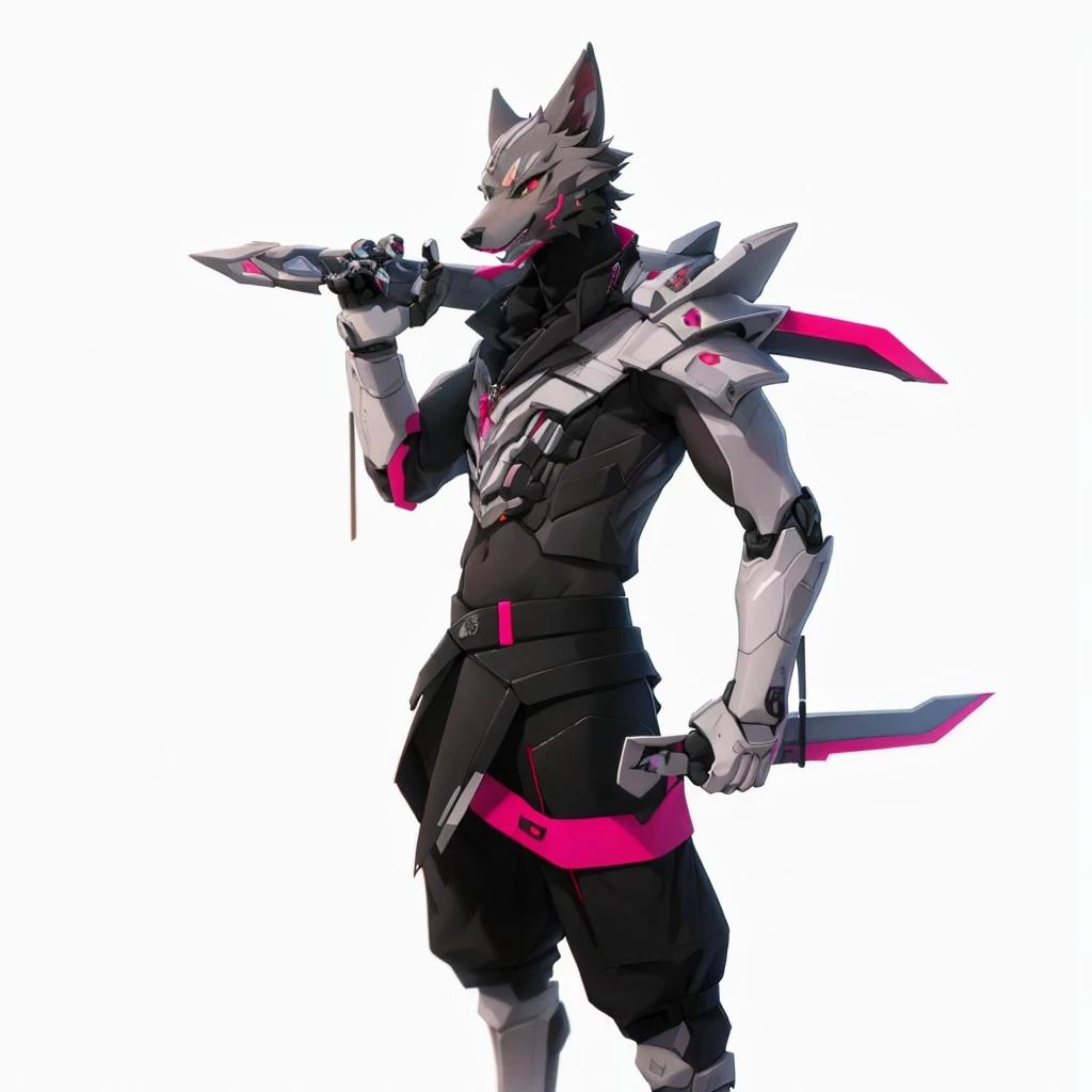 Male robotic wolf,costas marrons,colete branco sem mangas,calcinha transparente,white sandals,claw feet,Recantos,Na vitrine,Stay in a plastic box,olhos pretos detalhados,postura cativante,Handsome,pele realista,esguio,