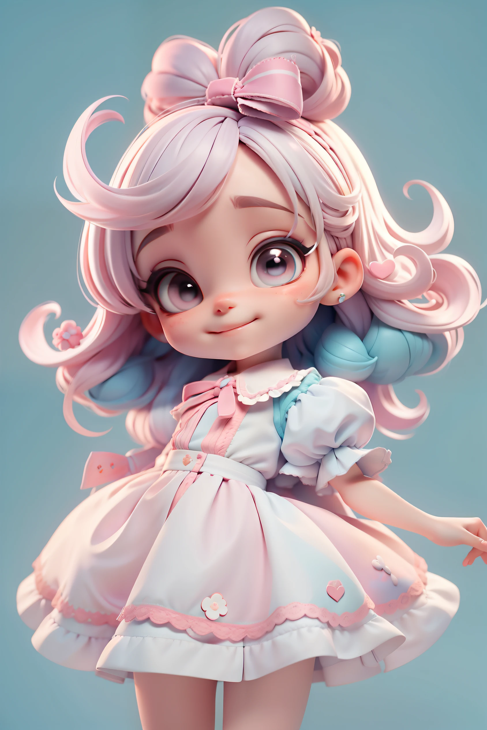 loli cute alice in wonderland, sweet girl, Elaborate Eyes, in pastel shades, Colorful hair and clothes, Delicate smile, simply white background