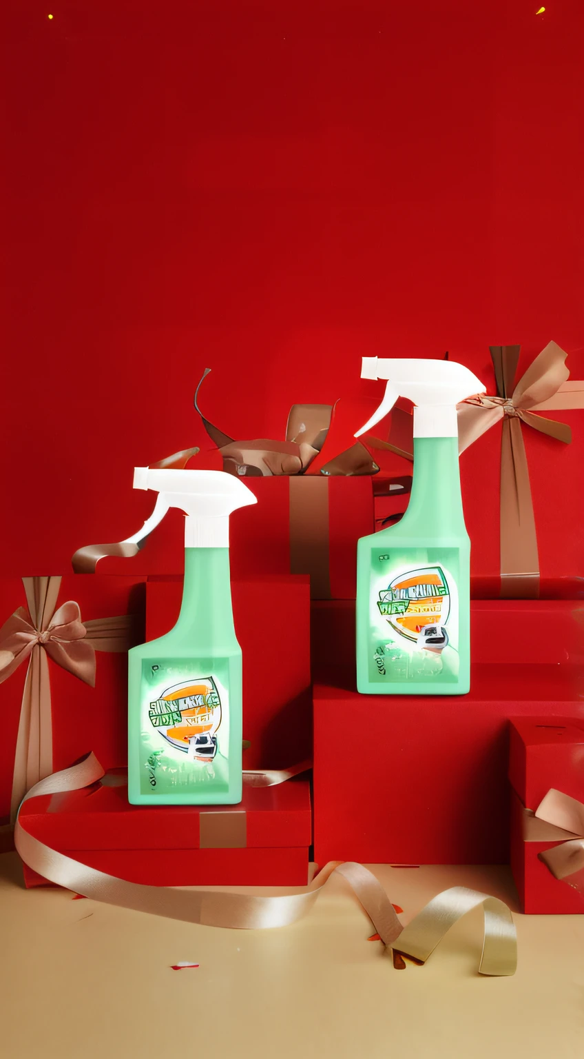There are two bottles of cleaning supplies on the table, Official Product Pictures, vacation, 3D product rendering, professional product photo, professional product shot, commercial product photography, Product design shooting, ProductAdvertisements, fotografia do produto, Wonderful, exclusive, Handsome, product photograph, 3d product, 🕹️ 😎 🔫 🤖 🚬, vacation, new design, product introduction photos