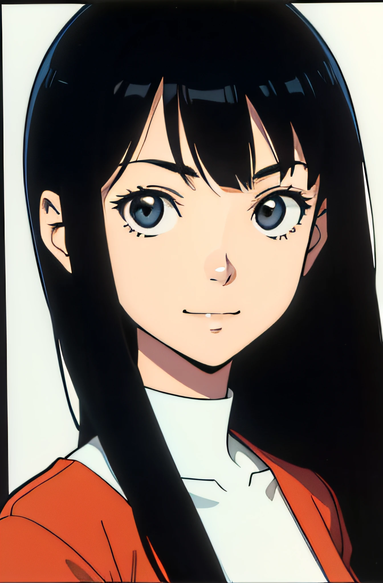 comic strip,masutepiece,outline,hight resolution,half tone,Upper body, girl with,Solo, (Turn to the viewer:1.1), Background,Borderless panel,simmetry,Katsuhiro Otomo Art Style,ssmile