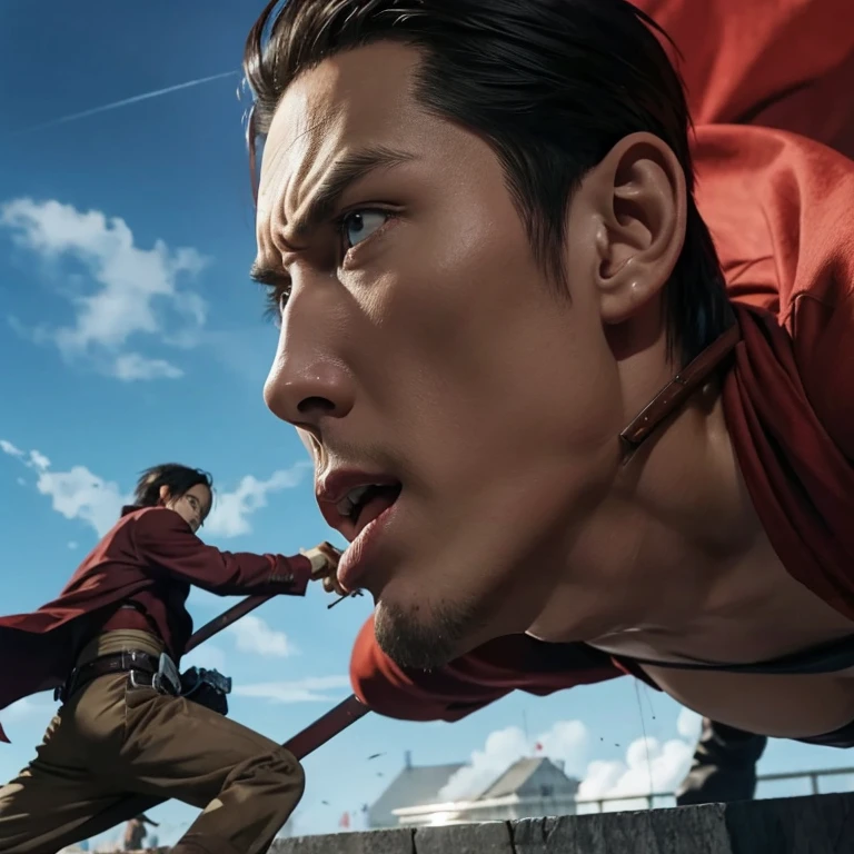 Attack on Titan's Levi、The scene where Shanks from One Piece fights evenly.