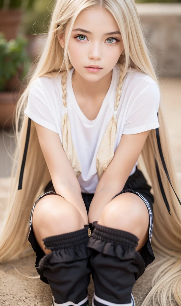 1 girl, long hair, loose blonde hair, light green eyes,