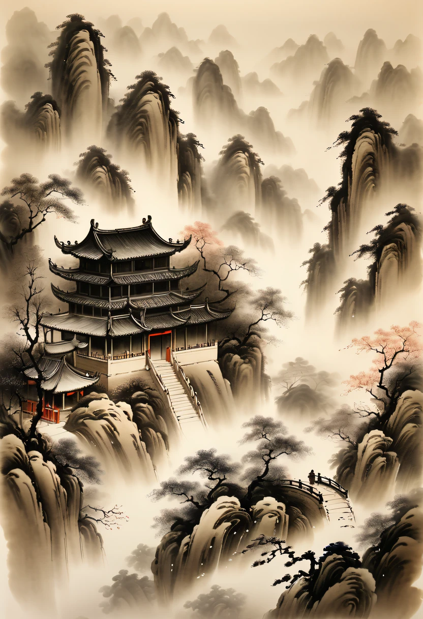 Ink painting and watercolor,drawing on rice ,Use thick and light inks to create light and dark changes and layers,Choose the right ink color,Such as deep black、Thick gray、Light coffee, ETC,Express different situations and atmospheres,Control the gradient and transition of ink colors through the humidity and consistency of the ink,Winter wonderland,club,Yuki,courtyard,desolated, Desolate, Solitude,Black and white tones, Tradition Chinese Ink Painting, traditional chinese art, author:Guo Xi, author:Ma Yuzaiyu, Traditional chinese painting, author:Xu Xi, author:Luo Mu, author:Y in g Buzhi, author:Li Kel here, author:wisdom'Show on the, Ink painting and watercolor ) ) ) ), China ink painting, chinese painting style