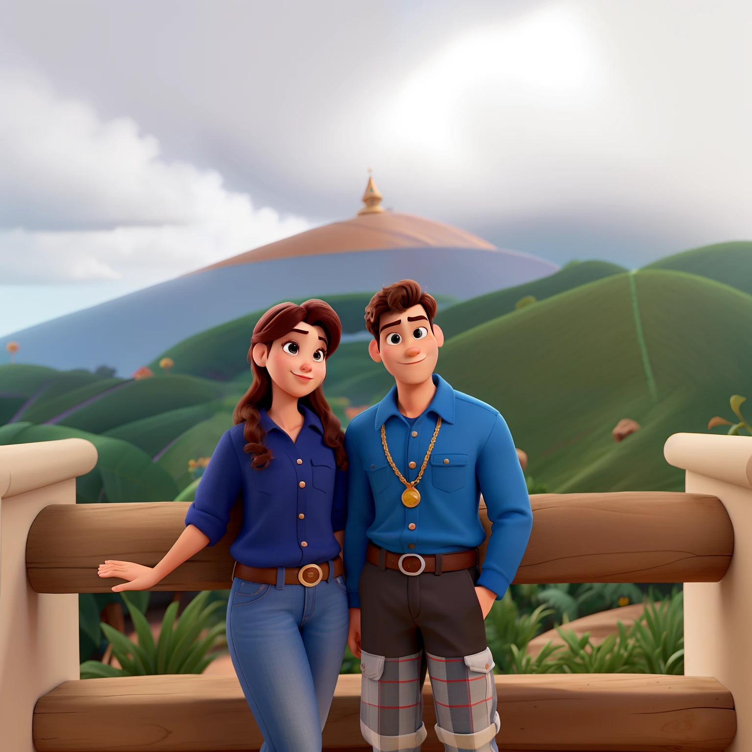 casal homem e mulher no estilo Disney Pixar, alta qualidade, melhor qualidade
