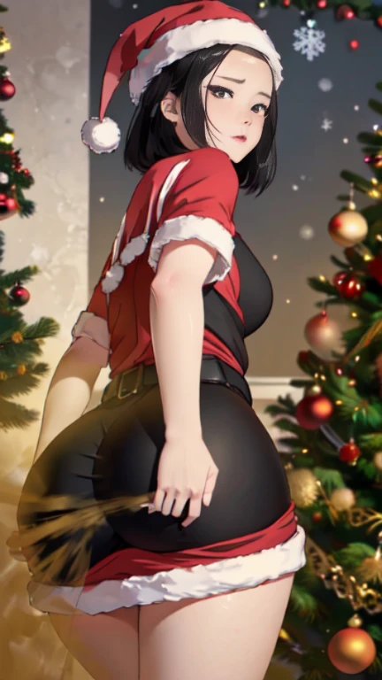 ((velocity)),Attacked by farts, (((Women farting))),(girl farting while stand)),frowned,velocity,(a female santa claus),(wearing a Santa claus dress and Santa Claus hat),(((facing here),(her butt facing here)) (short hair black hair),(Asian woman),(in front of the Christmas tree),(masterpiece:1.2、top-quality)、(the Extremely Detailed CG Unity 8K Wallpapers、ultra-detailliert、Best Shadows)、(细致背景)、(The best lighting、extremely delicate and beautiful)、depth of fields、1girl in、report、upward looking gaze、