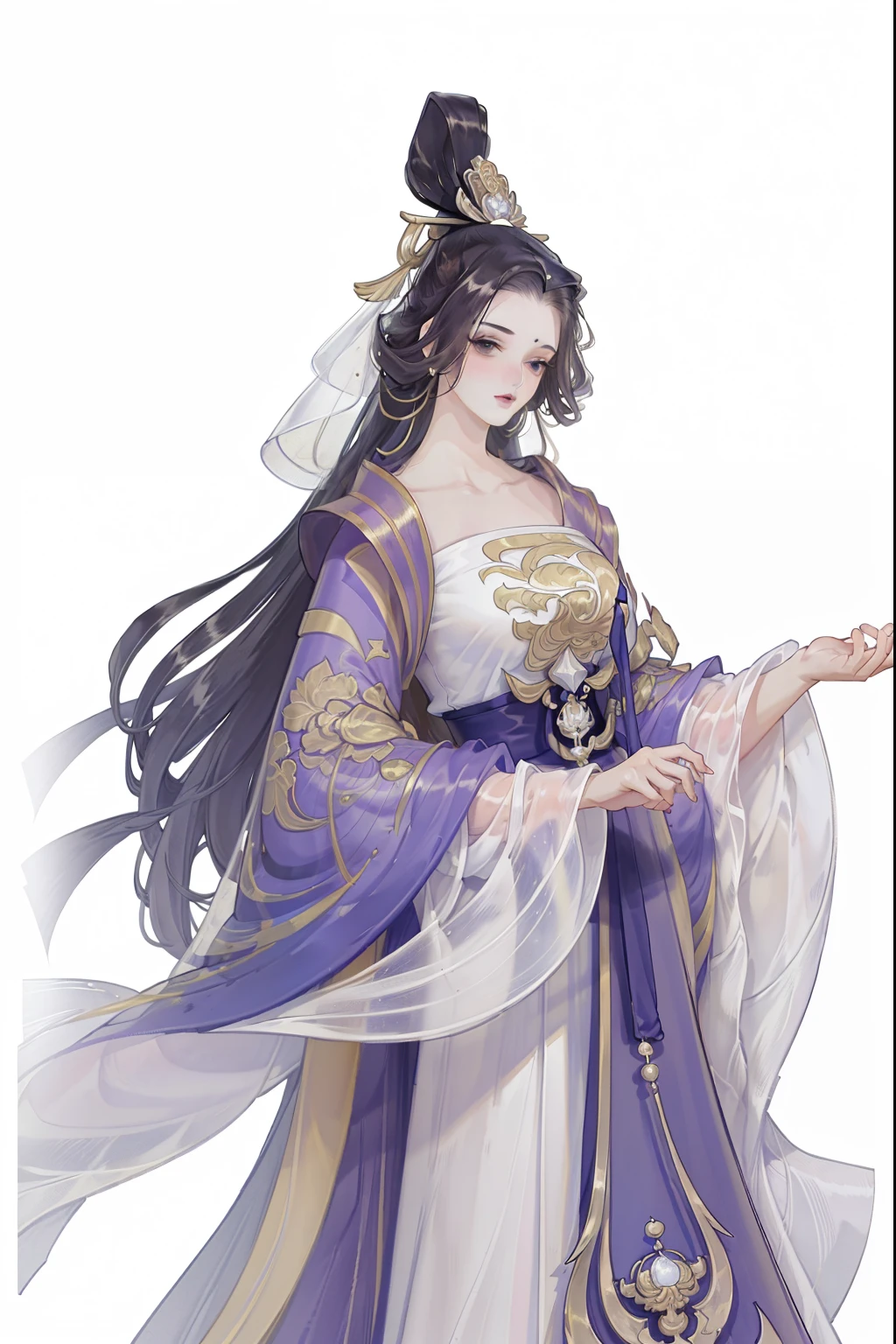 (((tmasterpiece, Best quality at best, 超高分辨率, CG unified 8K wallpaper, Best quality, ultra - detailed, ultra HD picture quality))), 1 girl, cabelos preto e longos, game fairy, at winter season, Cotton clothing, Fur collar, Furry coat, Hanfu, yarn, flowing gauze, Nice face, beautidful eyes, Beautiful hairstyle, Beautiful costumes, Structurally sound