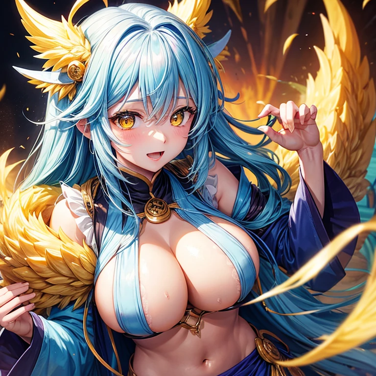 Rimuru Tempest , Sexy , big chest , yellow eyes , feeding baby ,