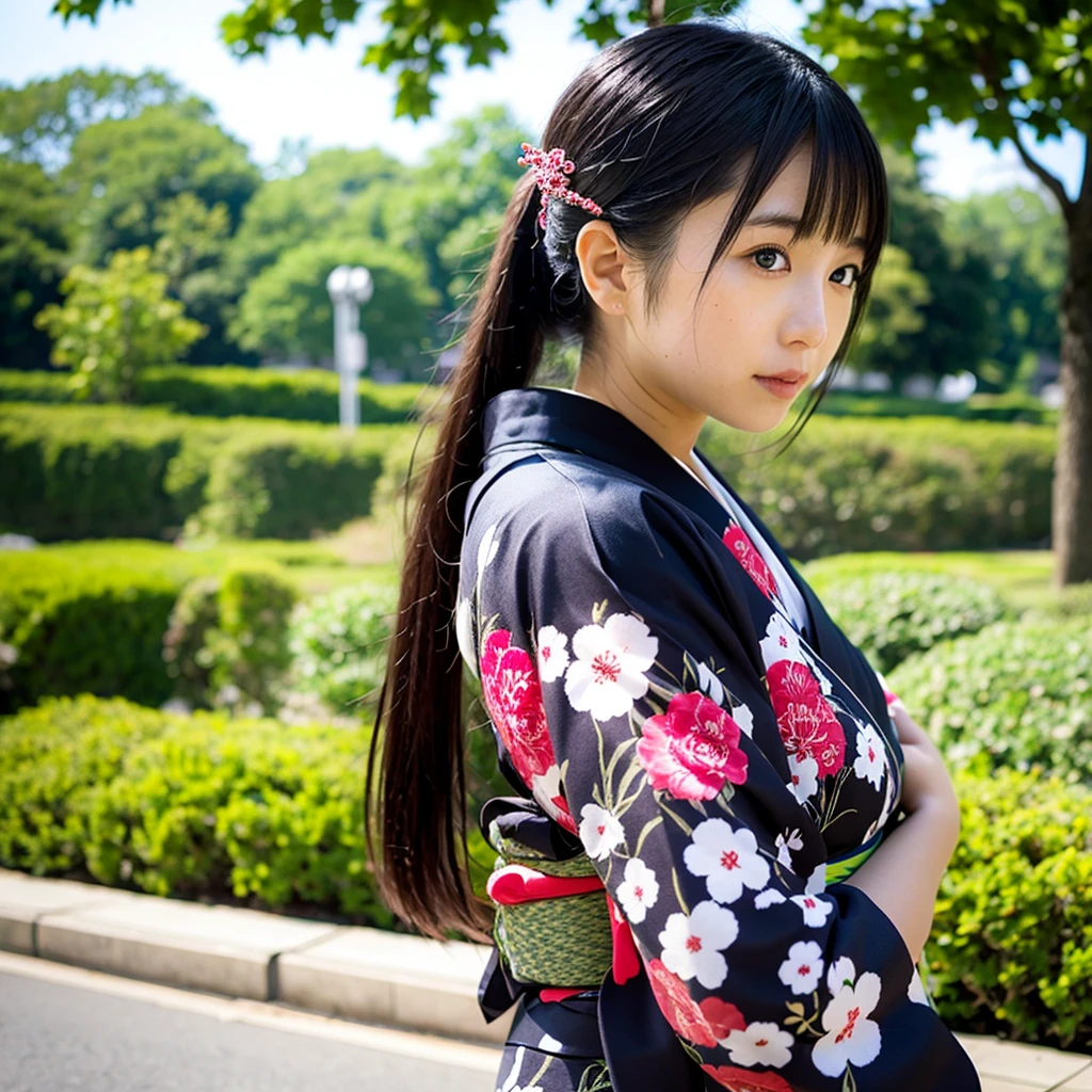 a japanese girl, (Solo),(kimono)