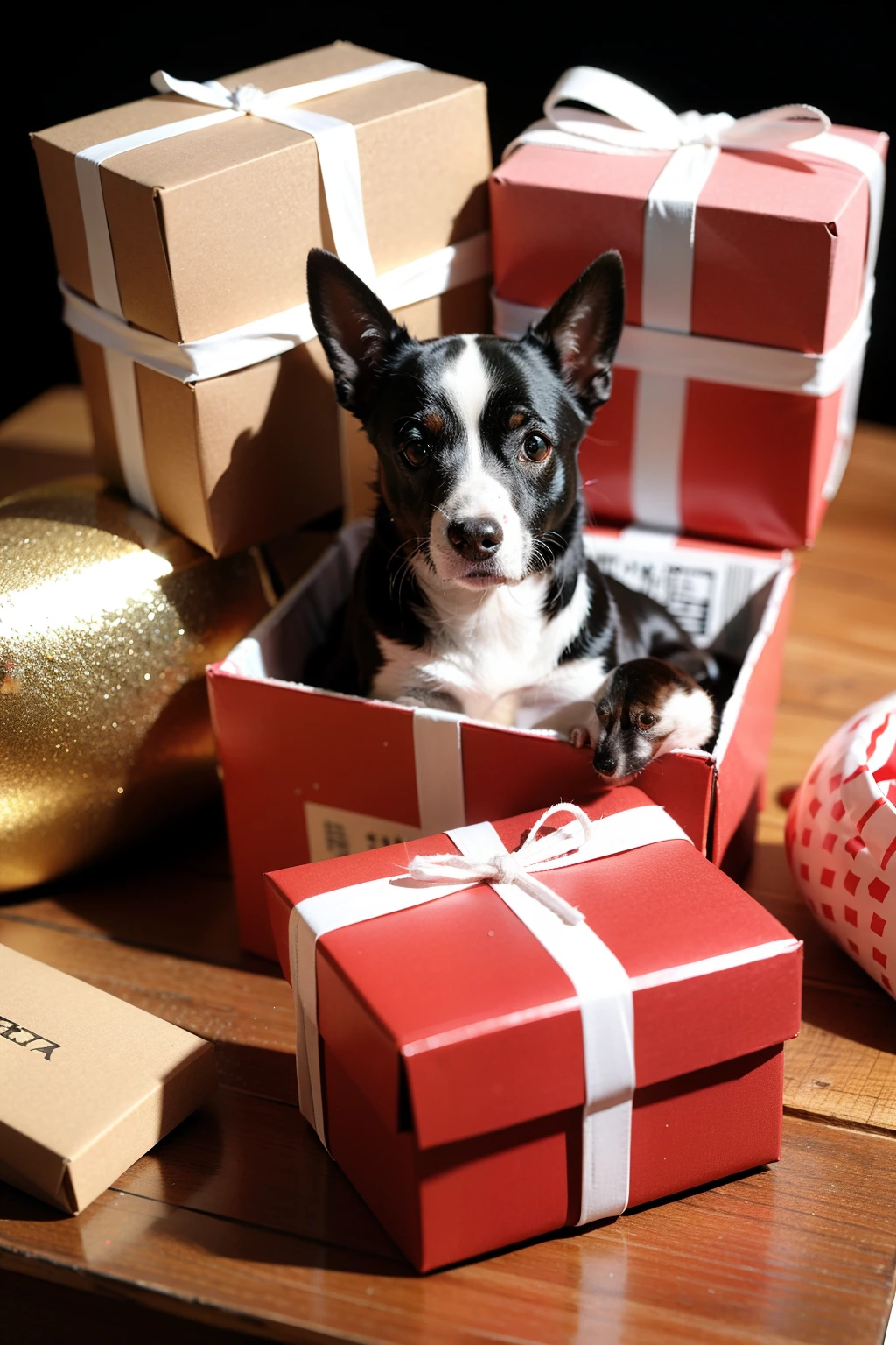 A gift box, sparkle, stereogram, blind box toy style