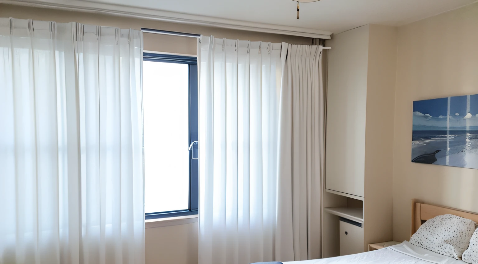 Room white non-porous clothes drying rod with curtains