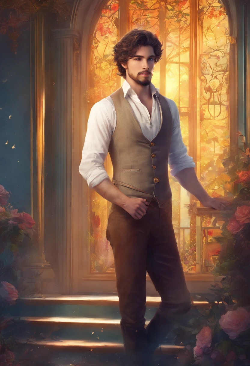 ((a young man of 18 years old)), ((beautiful and classic man)), ((God of beauty)), ((sexy and sensual)),((with a clean beard)), square face, (( thin nose and full mouth)), ((bright blue eyes)), ((long, black, curly hair)), handsome and sexy man, 18 years old, classic full body shot, various positions, Victorian Era clothing style, broad and strong chest, (( in a room of a Victorian era mansion)), wallpaper 4k, 32k Ultra, Ultra Hd, cinematographic lighting, movie poster,Superior Quality、High Resolution、8k high definition、Photogenic clarity、