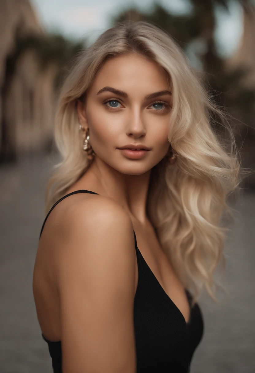 Oman with matching tank top and panties,  with blue eyes, Portrait Sophie Mudd, Portrait of Corinna Kopf, blonde hair and big eyes, young woman, ohne Maquillage, natural make-up, Face with Artgram, dezentes Maquillage, Gorgeous full body photo, Walking in the city, big boobs, Blonde, Latin