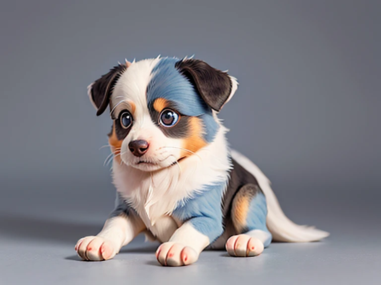 Australian shepherd blue merle puppy, odd eye, close up,black and white lines only,White background