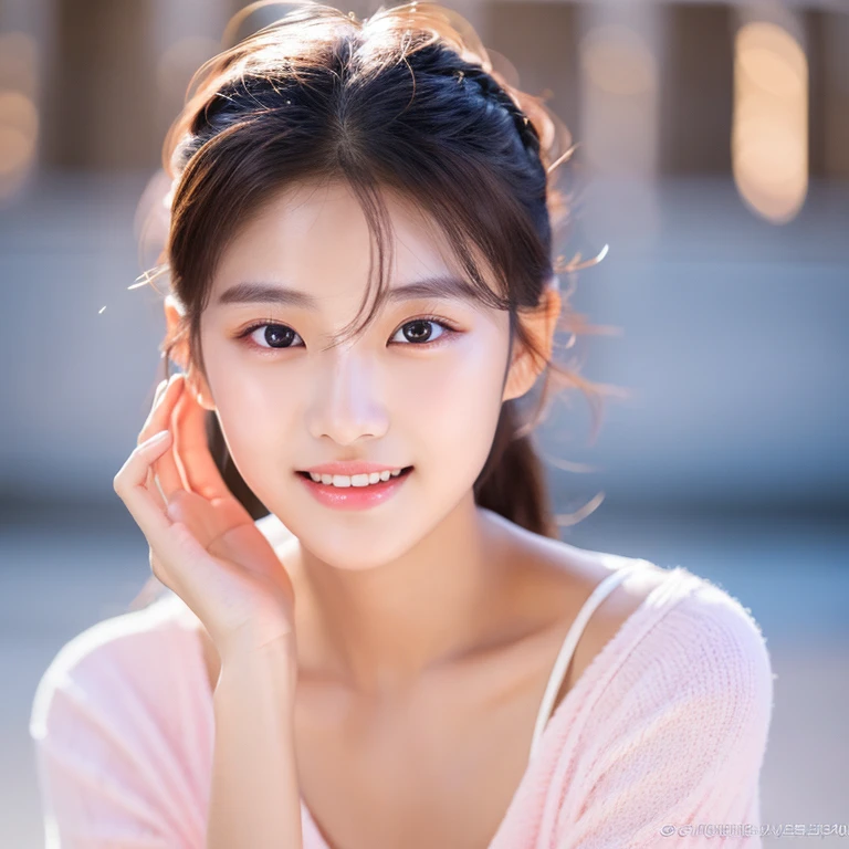 Korean girl,fashion model 16 years old, [[[[Features]]]], [[[[]]]], [[[[coll]]]], [[[[bshoulders]]]], perfect  eyes, Perfect iris, perfect lips, perfect teeth, Perfect skin, Soft headlight, glow, High dynamic range, (pastel colors:1.2)