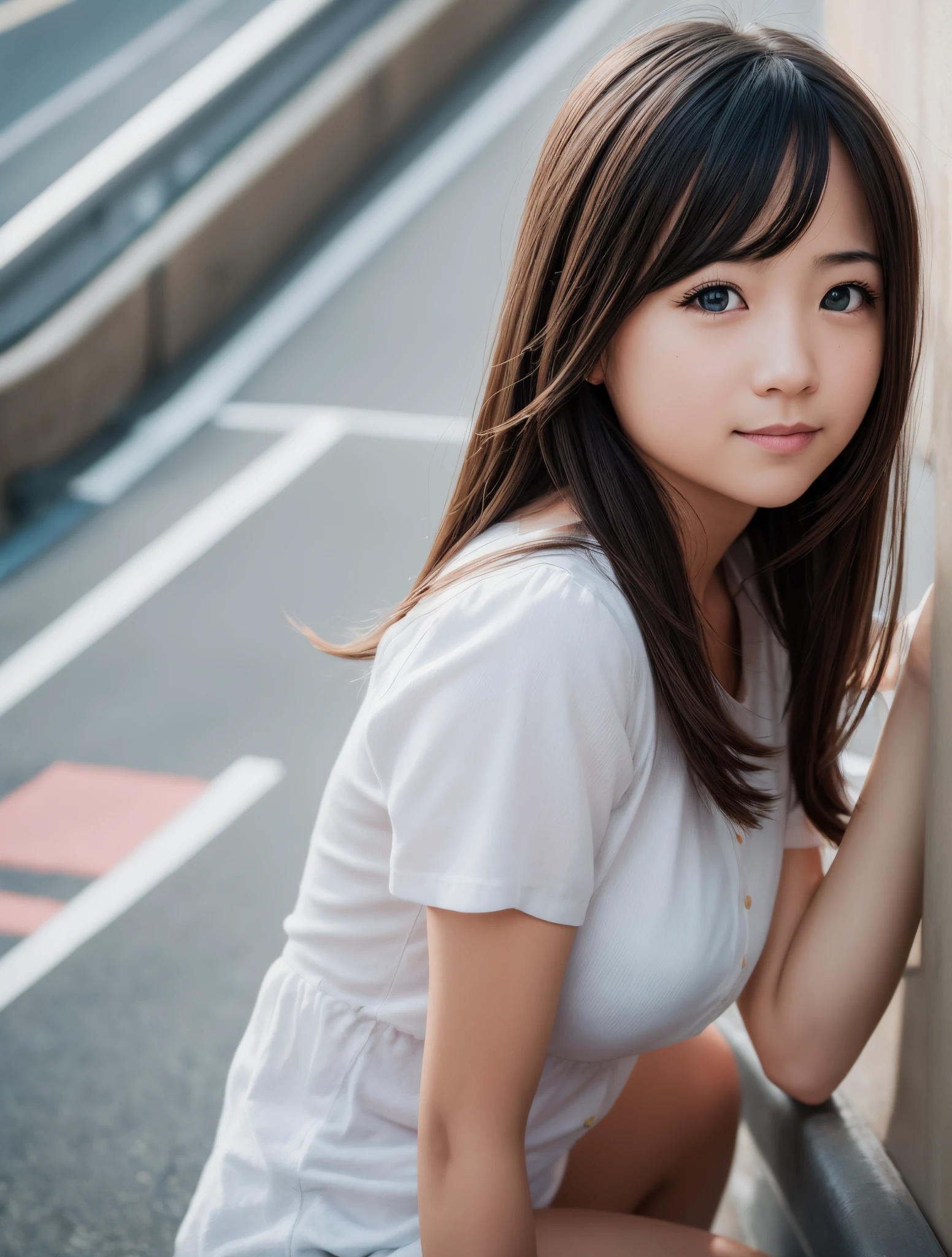 Realistic photo of cute girl, F1.2