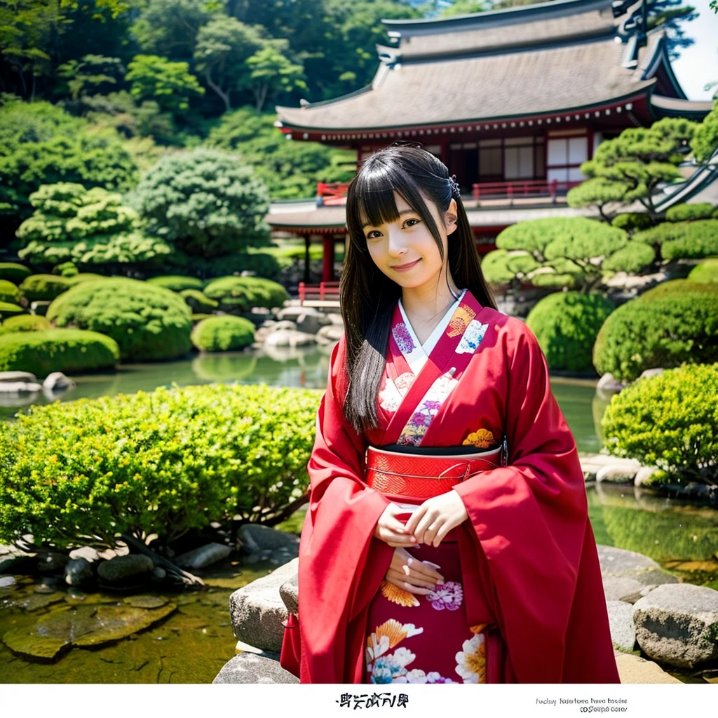 japanes,Alone,年轻,kimono,Long hair,The background is Kyoto style,furisode,The upper part of the body,Up