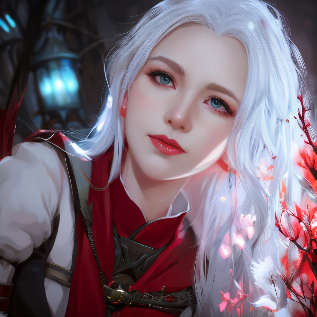 Anime girl with white hair and red horns holding a white bird, fantasy art style, artwork in the style of guweiz, trending on cgstation, anime fantasy illustration, ig model | artgerm, guweiz, digital anime illustration, epic fantasy art style, rossdraws 1. 0, epic fantasy art style hd, artgerm. anime illustration
