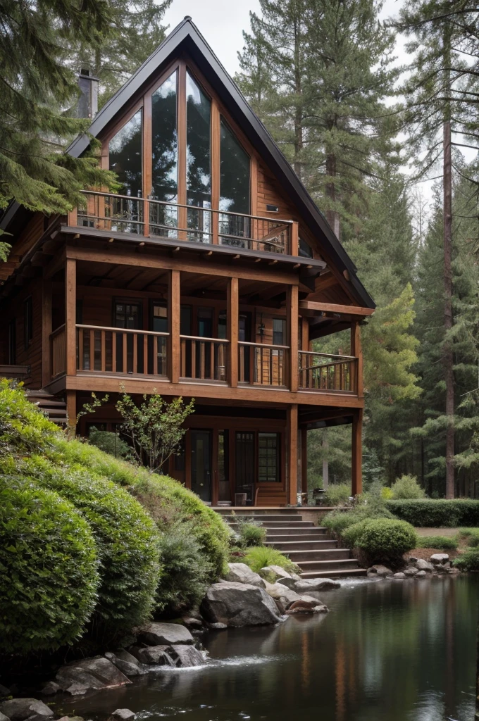 mordenhouse, white house, side of a river, middle of a forest, modern craftsman house , dynamic (RAW photo, real, best quality, masterpiece:1.2), detailed, (hyper realistic, photo-realistic:1.2), high quality, (dark lighting:1.2), perfect lighting, archdaily, sci-fi