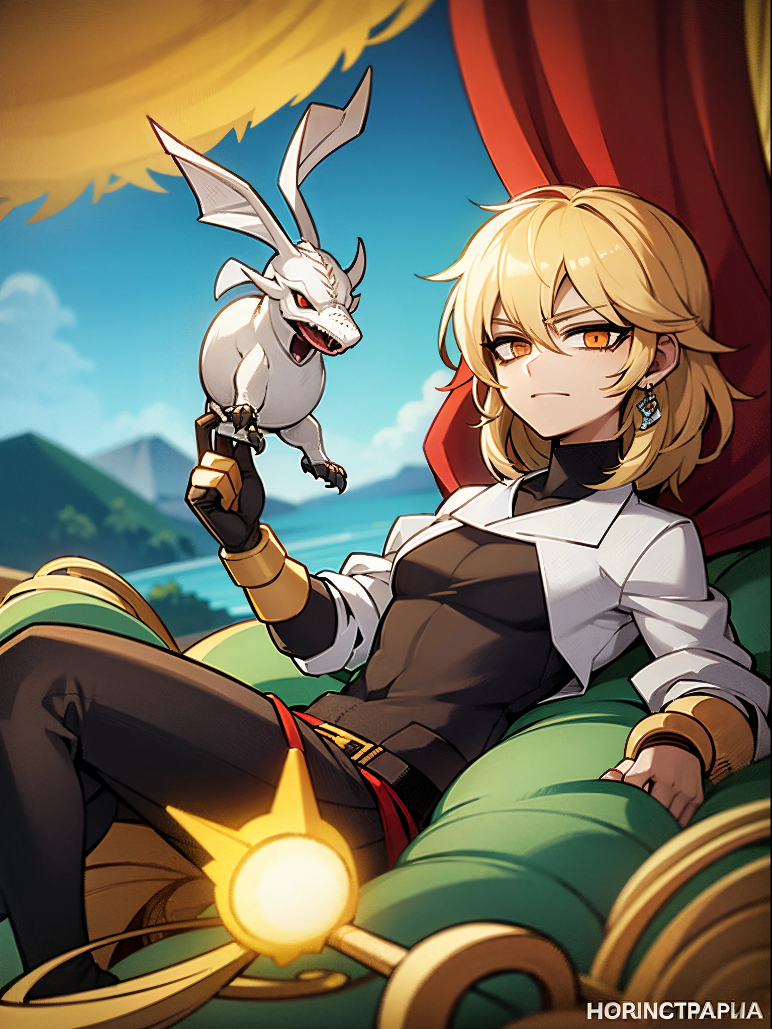 A male character with dragon features