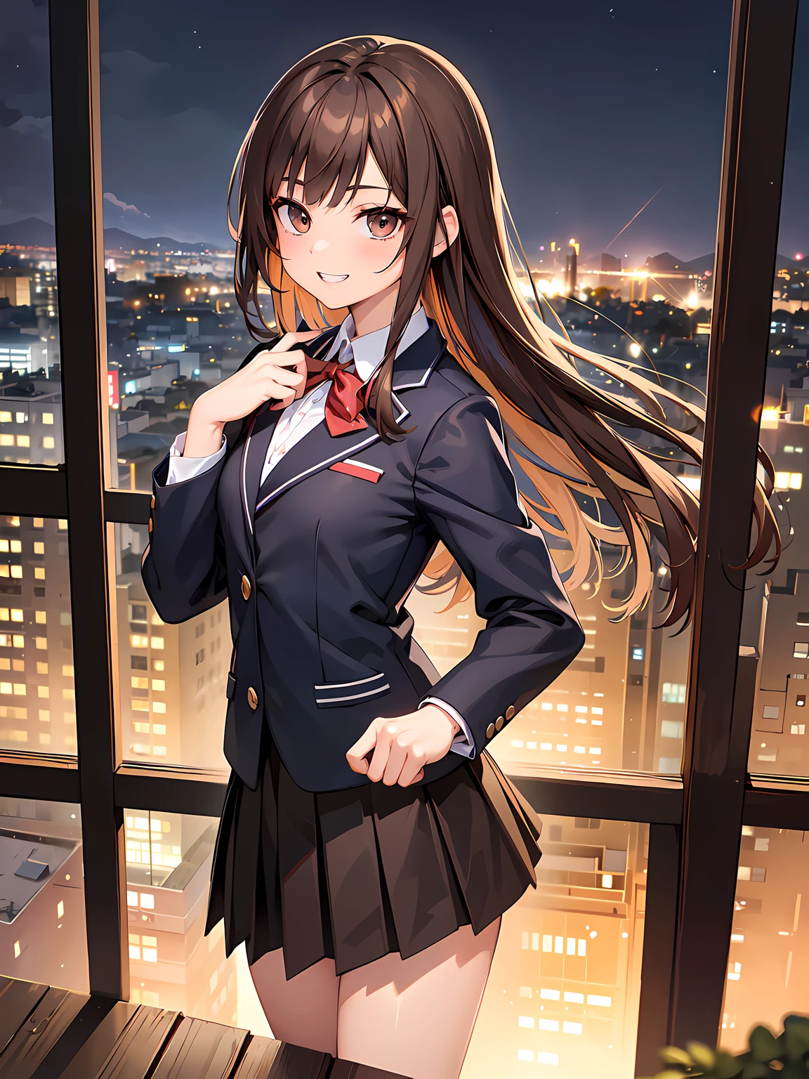 (in 8K, Raw photography, Best Quality, masutepiece: 1.2), high-definition RAW color photography, Professional Photography, Cinematic Light, (animesque: 1.2), 1 female high school girl, (upperbody shot:1.2), (High Detail Skin: 1.2), Show your teeth and smile, 鎖骨, Pretty face, Beautiful eyes, long eyelashes, Blonde twintails, The skin is clean, eyelid, (high-school uniform, Dark blue pleated skirt), (((karaoke room, Hold the microphone and sing))), Highly detailed, Photography, High quality, hight resolution, Professional Lighting,
