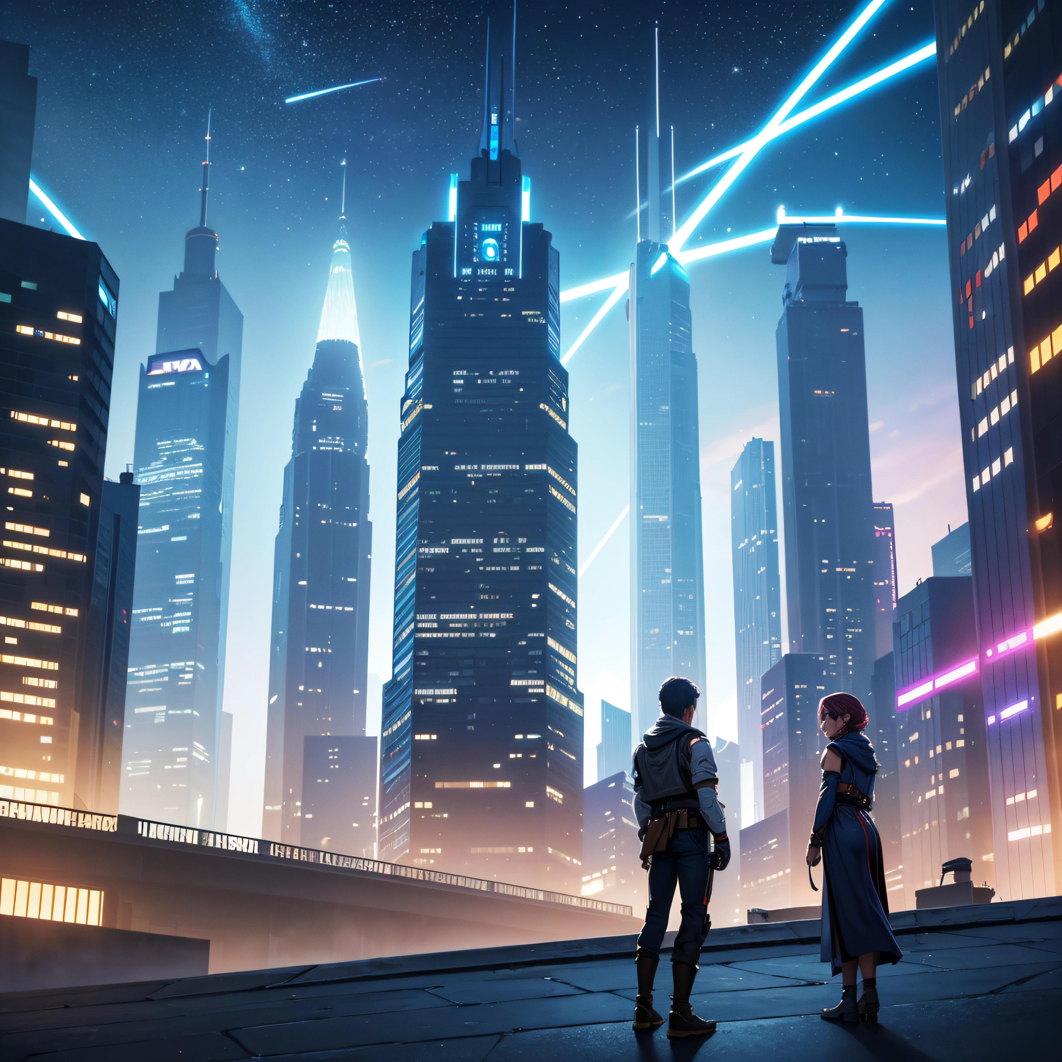 (The city of Coruscant from Star Wars as designed by Doug Chiang), futuristic fantasy city with immense buildings of technological design (que forman una avenida infinita), edificios compactor no difuminados con aspecto metalico, luces en ventanas en edificios, iluminacion diurna con sol, con estructuras acristaladas espectaculares, (con colores vivos). pavimento ensolado (sin brillo). gente paseando. imagen bien definida con muchos edificios juntos. imagen nitida bien definida 8k. los edificios llegan alta el fondo.,8k. imagen cinematografica