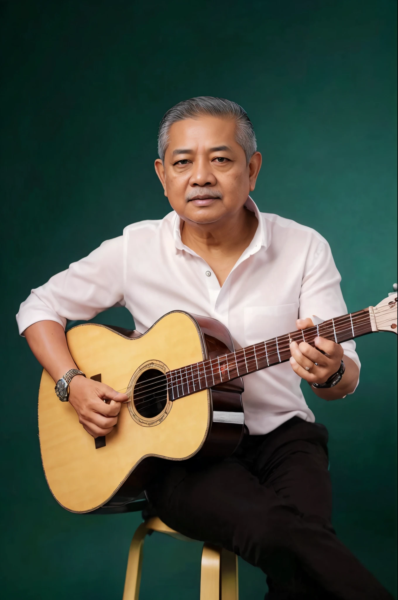 Indonesian President Susilo Bambang Yudhoyono playing guitar