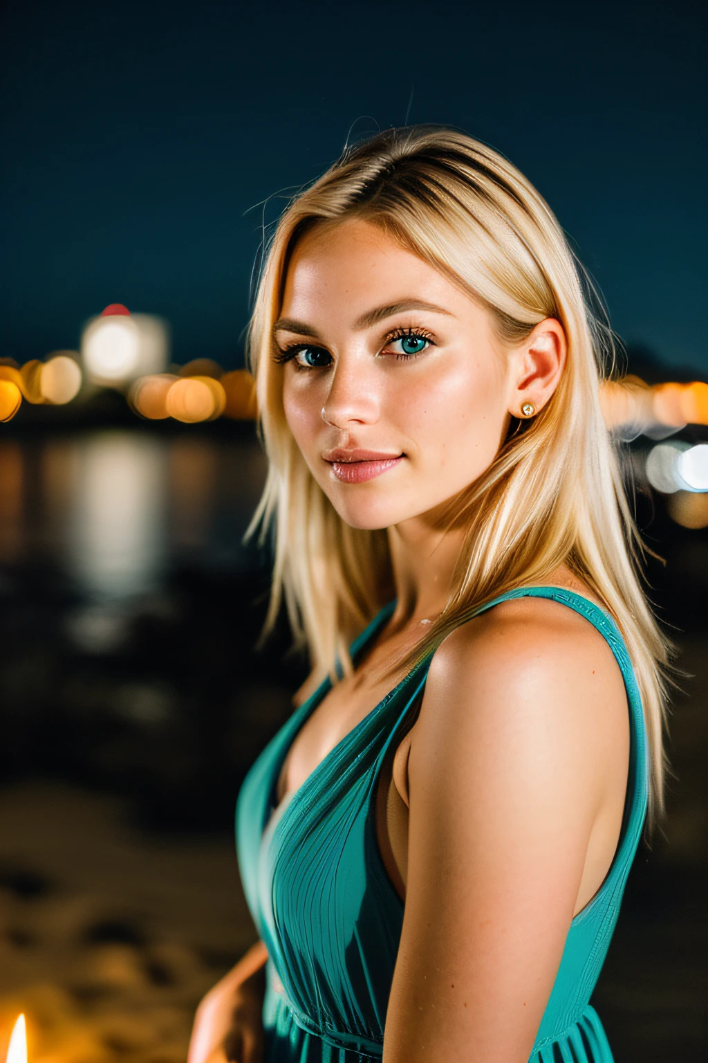 (Picture taken by photographer, Vue de dessus: 1.4), (Full body: 1.4), RAW UHD portrait photo of a 24-year-old blonde (Femme aux yeux bleus) Descendre sur la plage, Palmiers, (jupe), (neckline), specifics (Textures! , cheveux! , Briller, Couleur!! , disadvantages: 1.1), Bright eyes with lots of detail (looking at the camera), SLR lighting, Reflex, Ultra-quality, re sharpness, profondeur de champ, grain du film (centre), Fujifilm XT3, Limpide, Centre du cadre, beau visage, mise au point nette, street, neon lighting, Bokeh (bright lit), Nuit, (Ciel nocturne), detailed skin pores, peau grasse, coup de soleil, intricate eye details, corps entier, gros seins, sexy, intense look