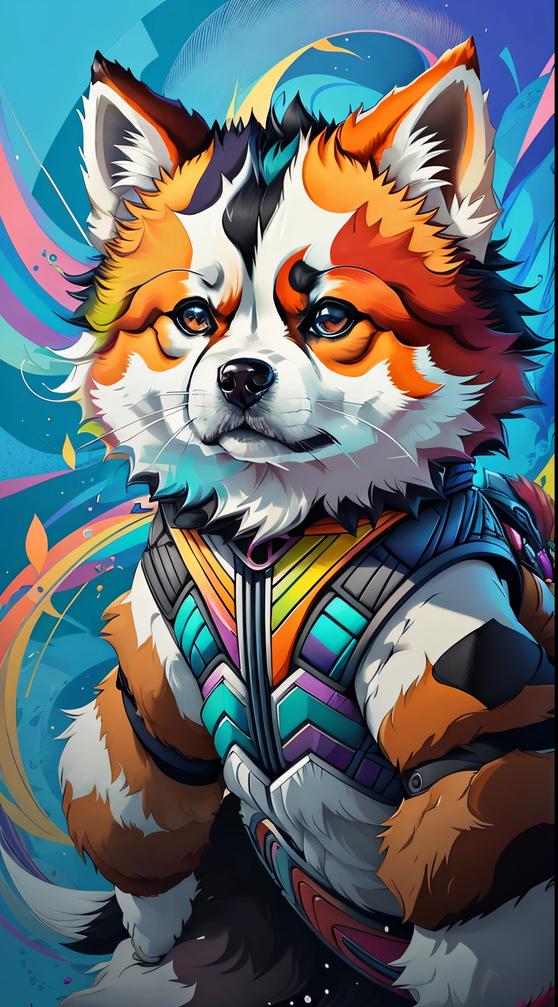 (Akita best pose),(best angle), (Better representation), Eduardo Cobra Acor Chorchoament ,Multidimensional geometric wall portrait, Artistically, Chibi,
yang08k, Beautiful fece, colouring,
Main works, Superior Quality, top-quality, offcial art, Beautiful and aesthetic, colourful hair,