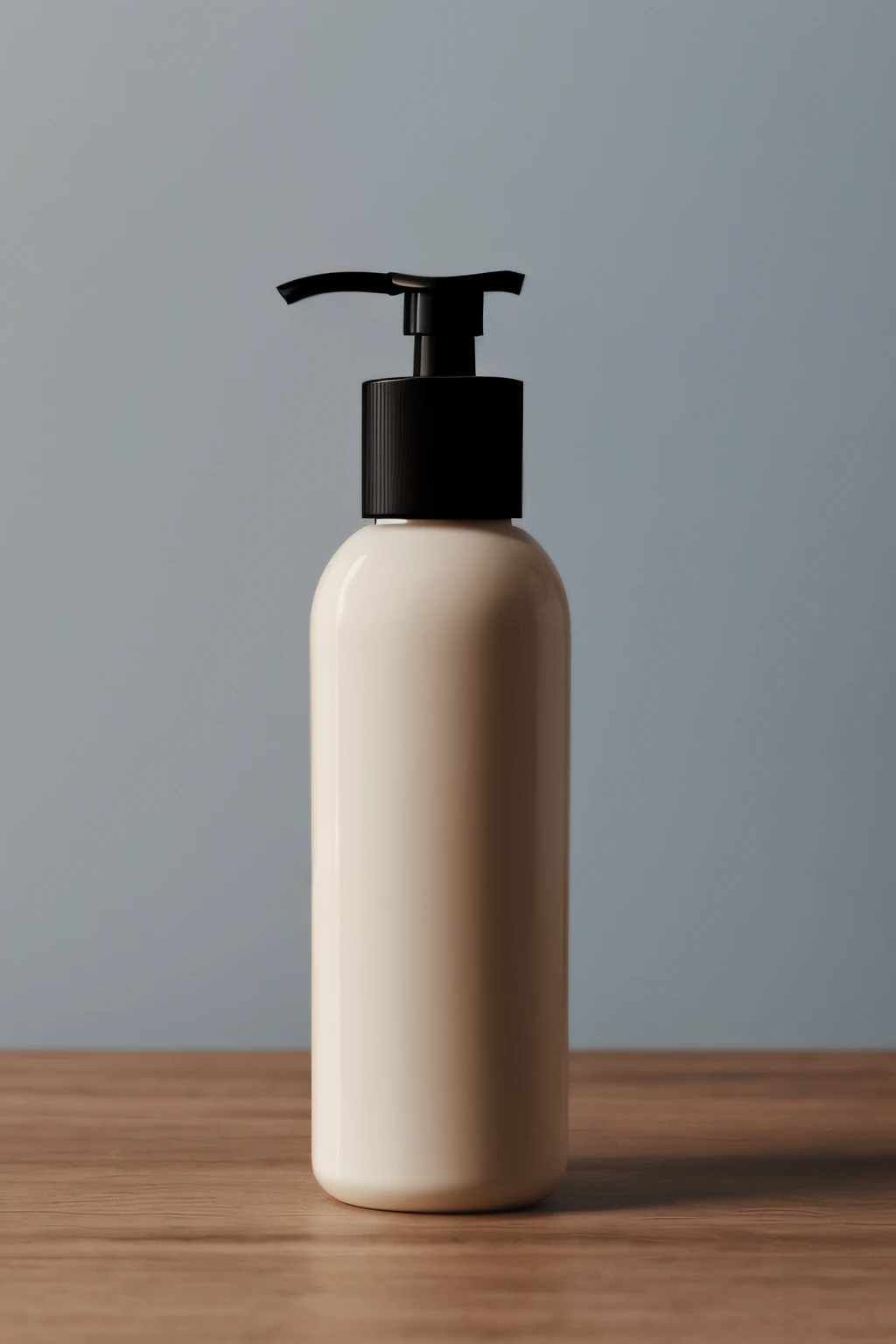 product photography of a single lotion bottle on table