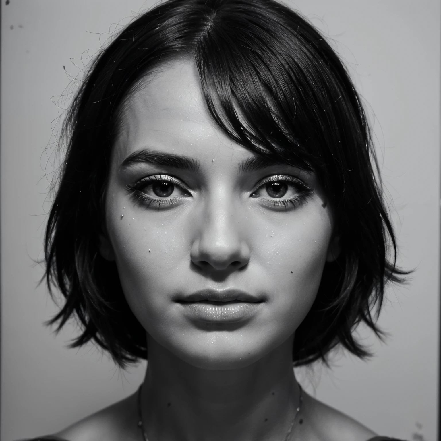 Abstract painting of a face, black and white