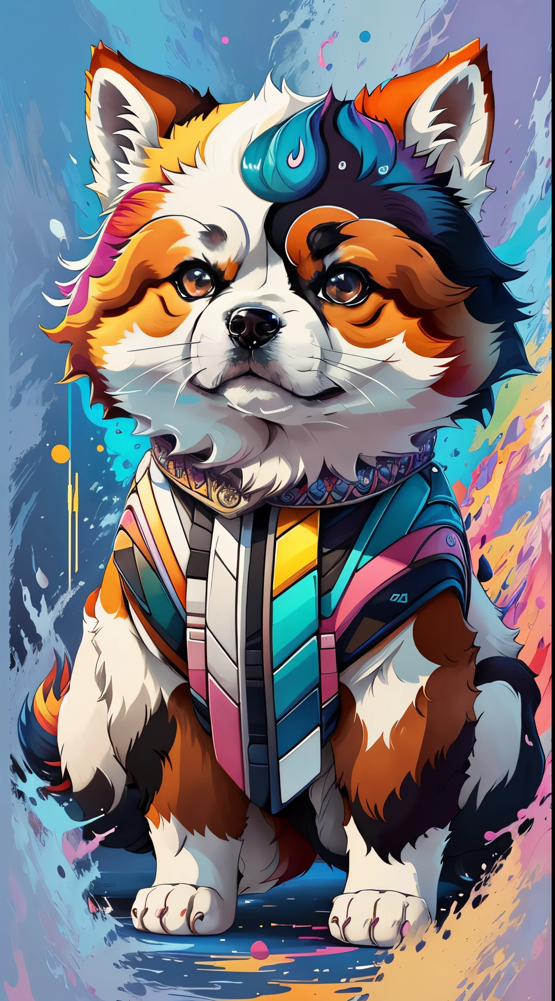 (Akita best pose),(best angle), (Better representation), Eduardo Cobra Acor Chorchoament ,Multidimensional geometric wall portrait, Artistically, Chibi,
yang08k, Beautiful fece, colouring,
Main works, Superior Quality, top-quality, offcial art, Beautiful and aesthetic, colourful hair,