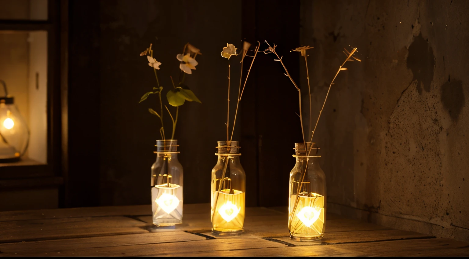 Lichterkette mit bunten Herzen