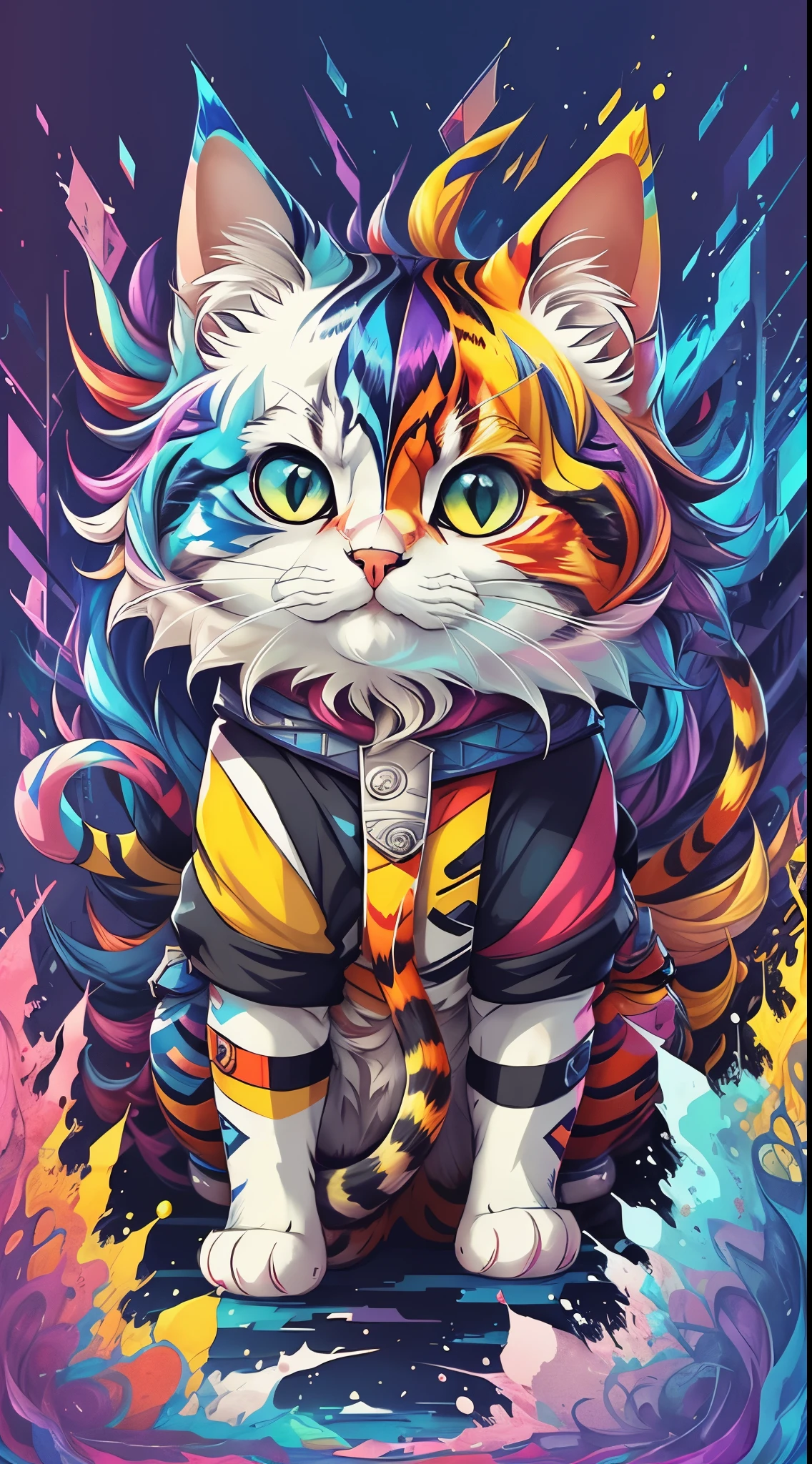 (cat best pose),(best angle), (Better representation), Eduardo Cobra Acor Cholchoamento ,Multidimensional geometric wall portrait, Artistically, Chibi,
yang08k, Beautiful fece, colouring,
Main works, Superior Quality, top-quality, offcial art, Beautiful and aesthetic, colourful hair,