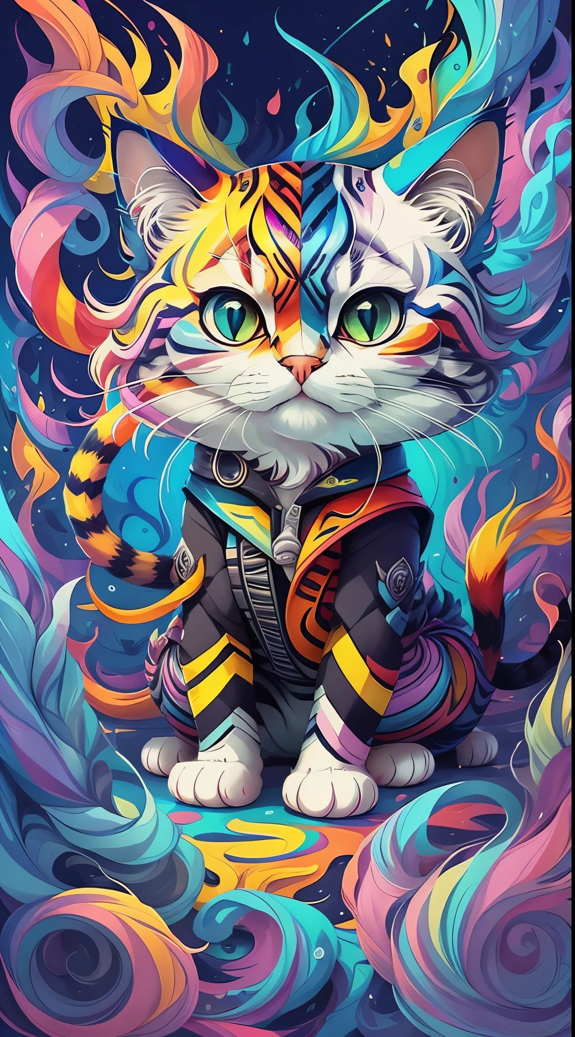 (cat best pose),(best angle), (Better representation), Eduardo Cobra Acor Cholchoamento ,Multidimensional geometric wall portrait, Artistically, Chibi,
yang08k, Beautiful fece, colouring,
Main works, Superior Quality, top-quality, offcial art, Beautiful and aesthetic, colourful hair,